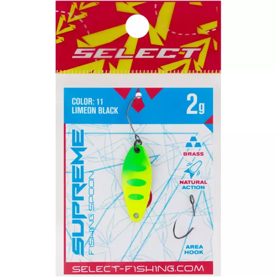 Блешня Select Supreme 2.0g 27mm #11 LimeON Black, Вага блешні: 2.0, Колір блешні: #11 LimeON Black, фото , изображение 2